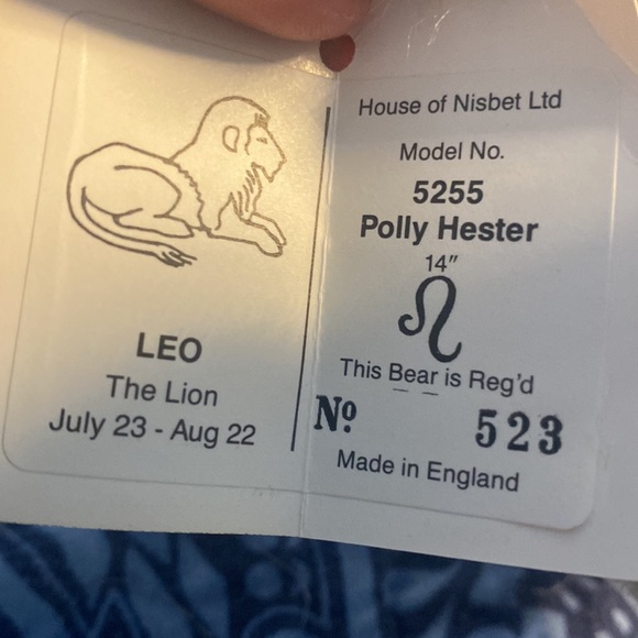 House of Nisbet zodiac bear LEO jointed with tags numbered 523/1000 - Picture 4 of 6